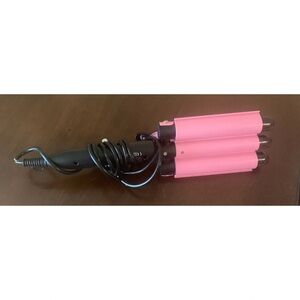 3-Bar Pink Hair Crimper - Triple Barrel Styling Iron